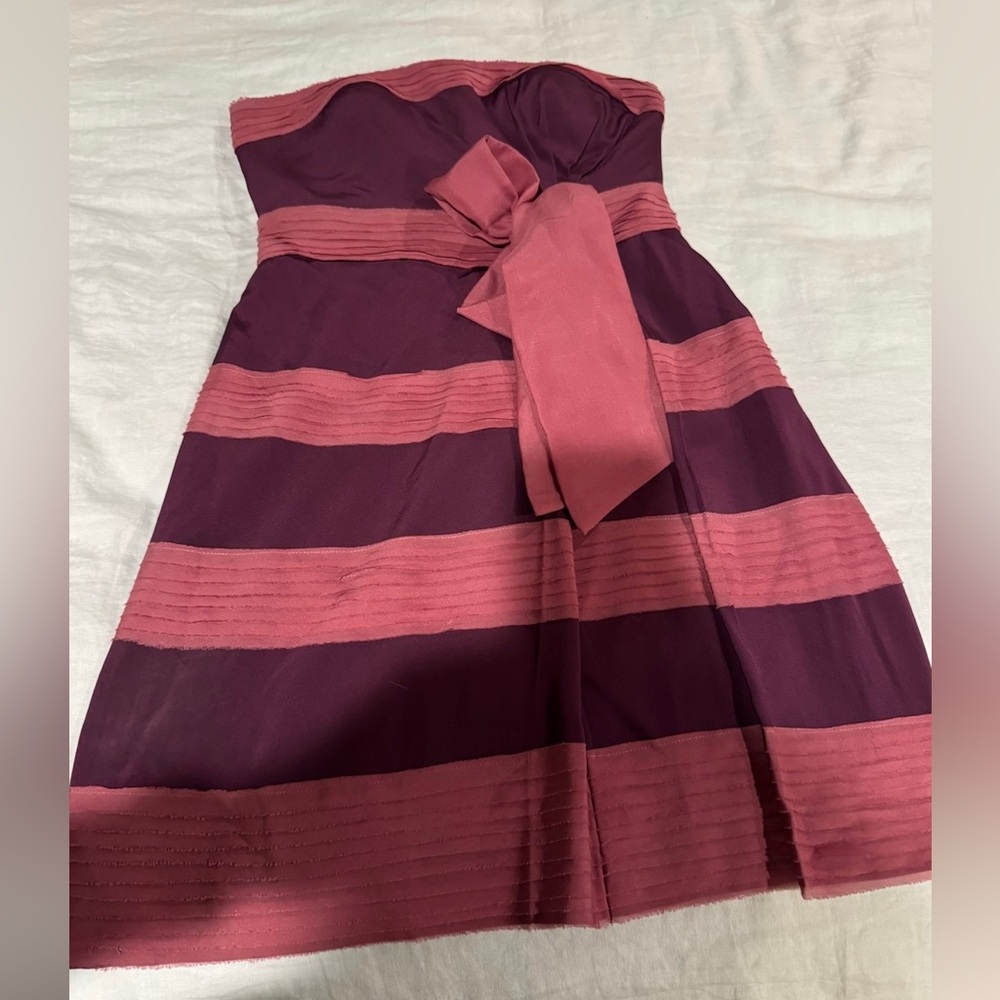 Hitherto Striped Purple and Pink Dress with Bow